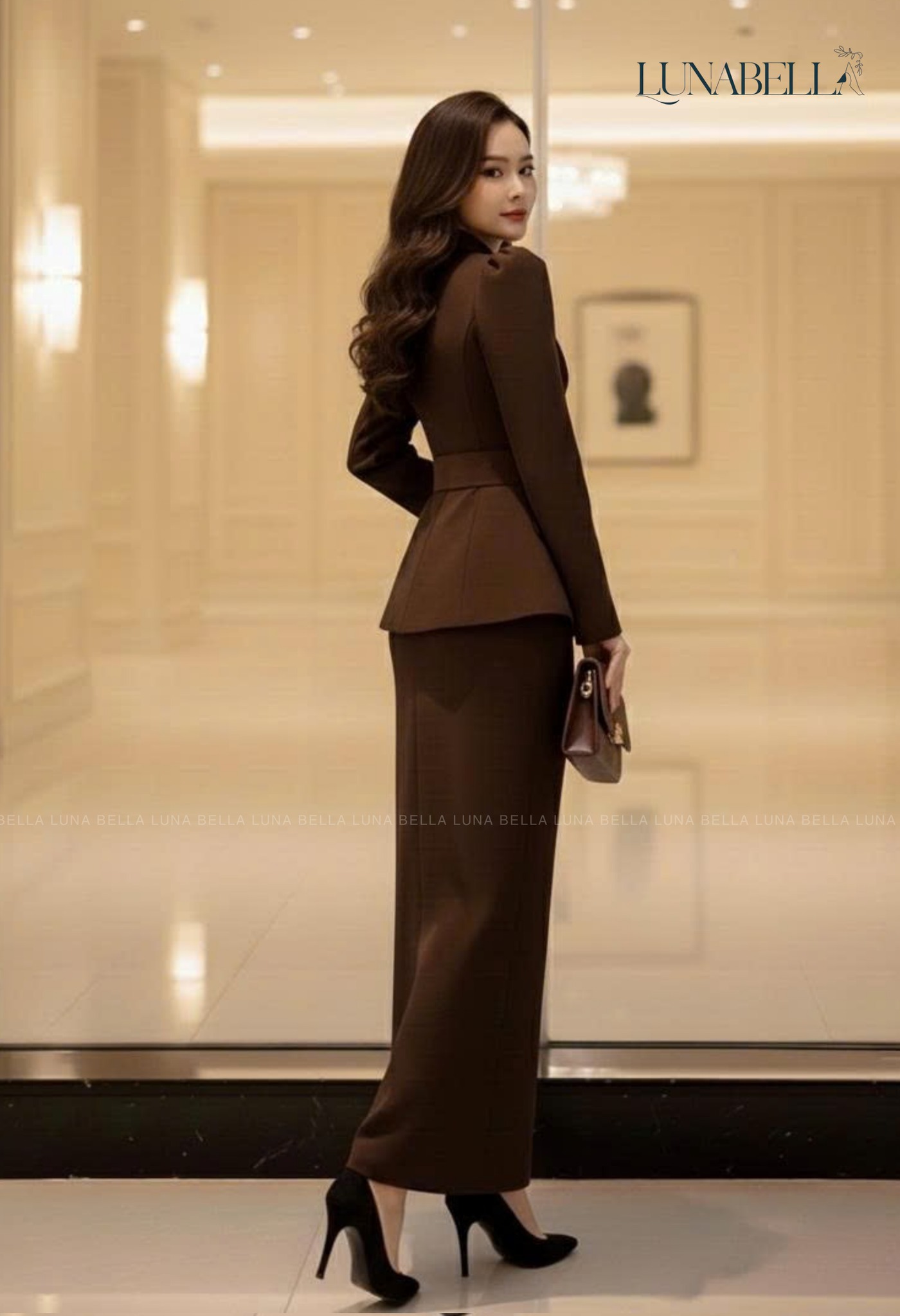 Set vest nâu cafe ELOWYN