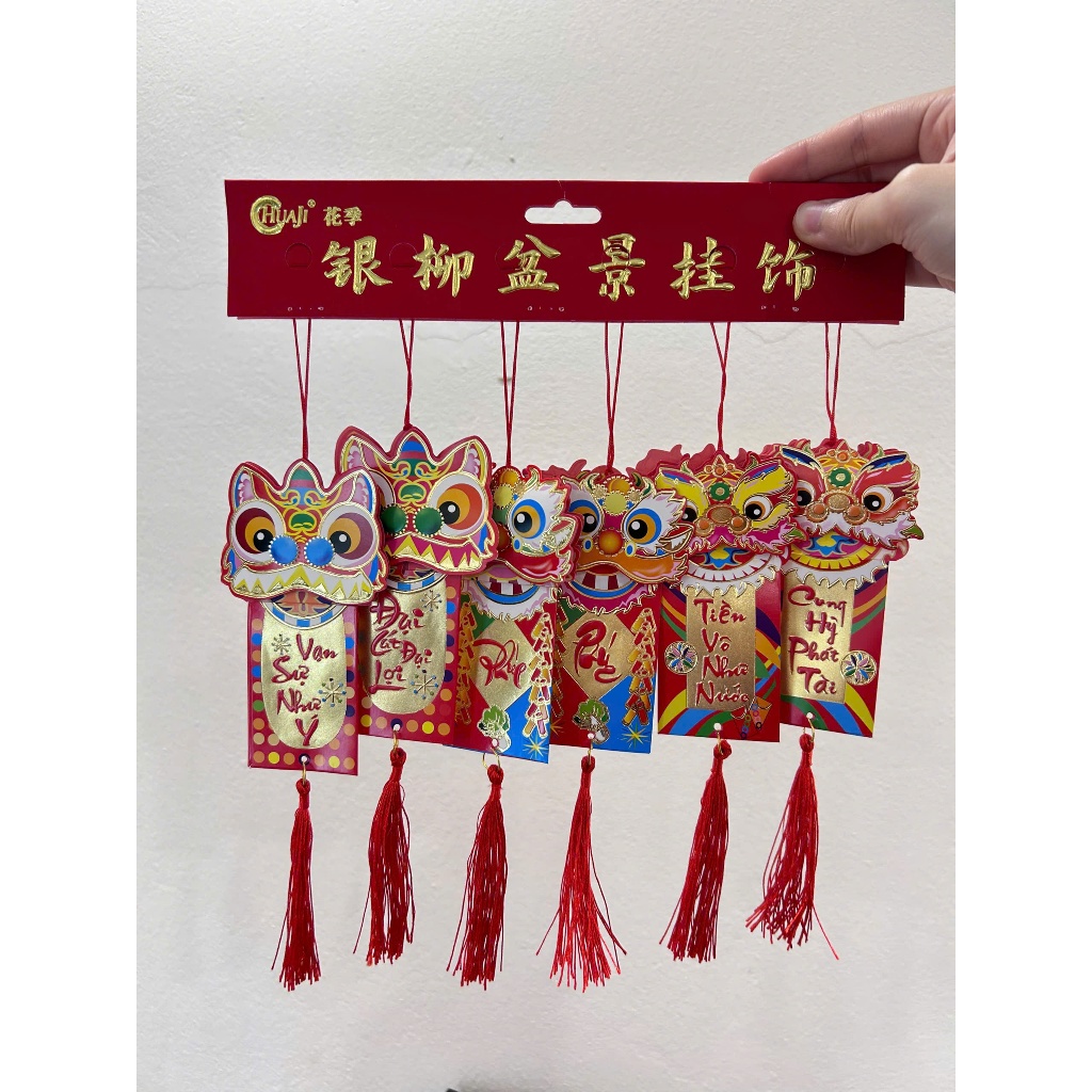 Bộ SET 6 Dây Treo Trang Trí Tết, Đầu Lân Chúc Phúc, Treo Cây Mai Cửa Nhà, Đỏ Vàng May Mắn 356BD_thumbnail_1