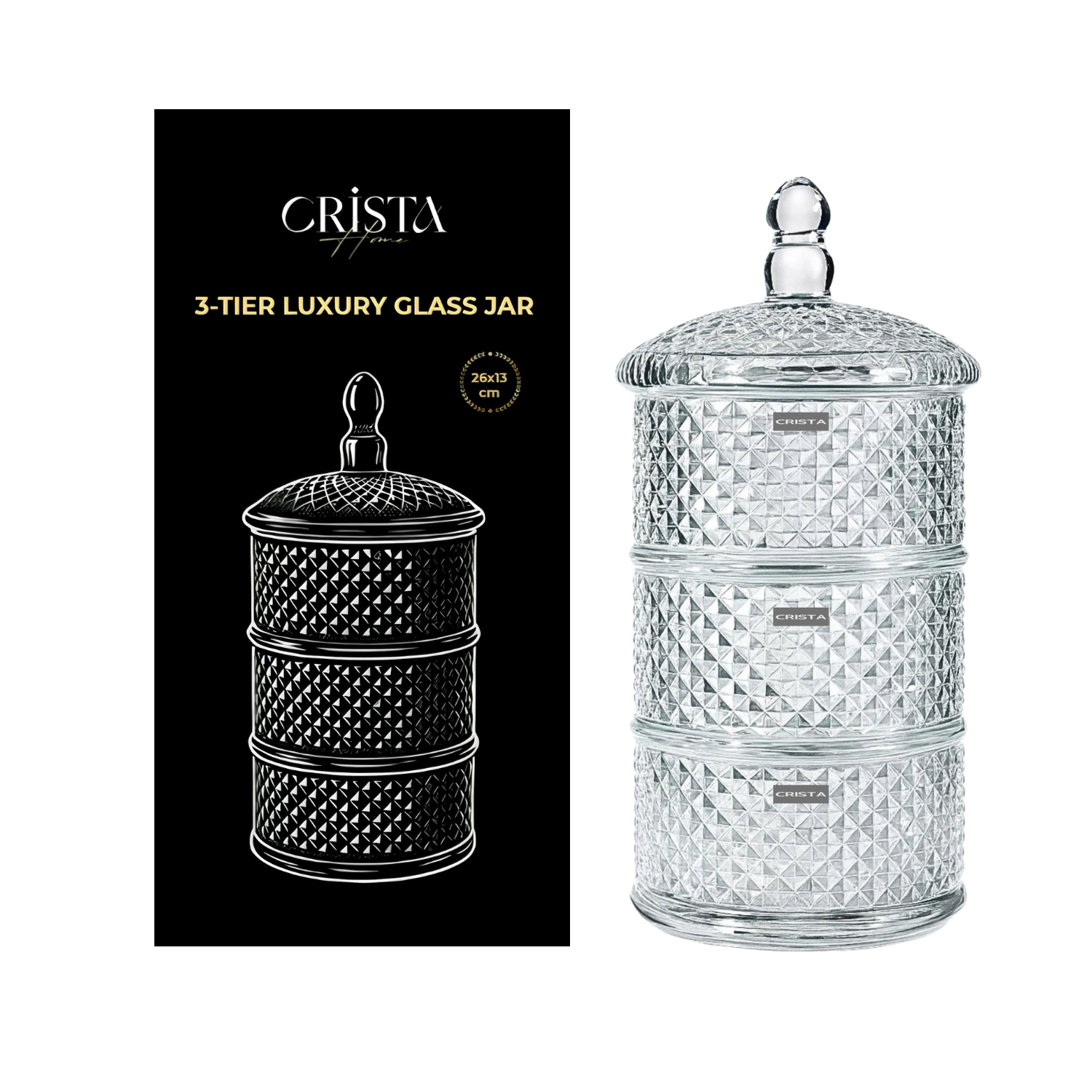 Hũ đựng mứt 3 tầng CRISTA HOME vân kim cương_thumbnail_7