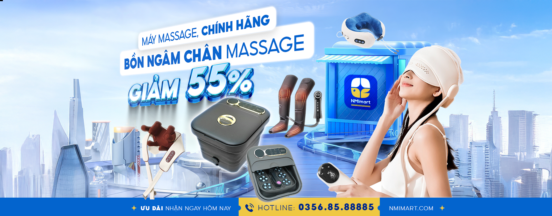 Máy massage chính hãng, bồn ngâm chân