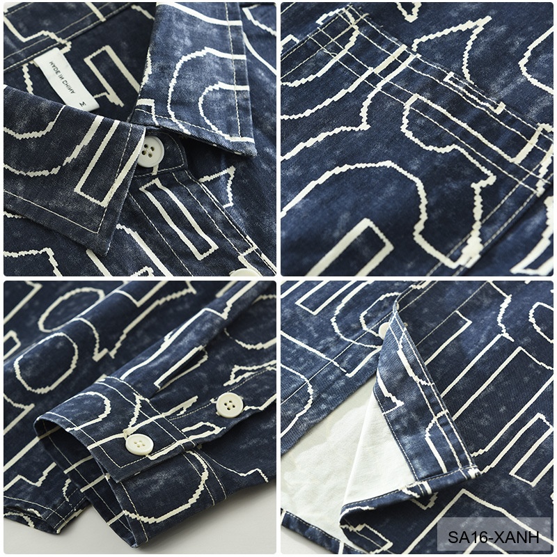 SA16 - Áo Sơ Mi Nam Tay Dài In Chữ Nghệ Thuật Dáng Rộng Phong Cách Thời Trang_thumbnail_5