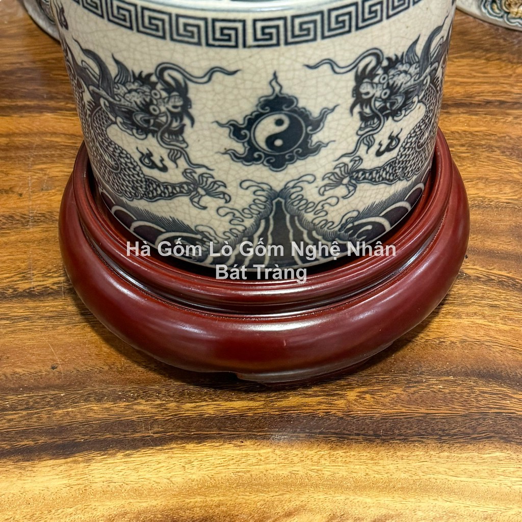 Men rạn trơn - Bát Hương đồ thờ cúng - Hoạ tiết Sen - Rồng (KHÔNG BAO GỒM CHÂN ĐẾ) - Lư hương_thumbnail_2