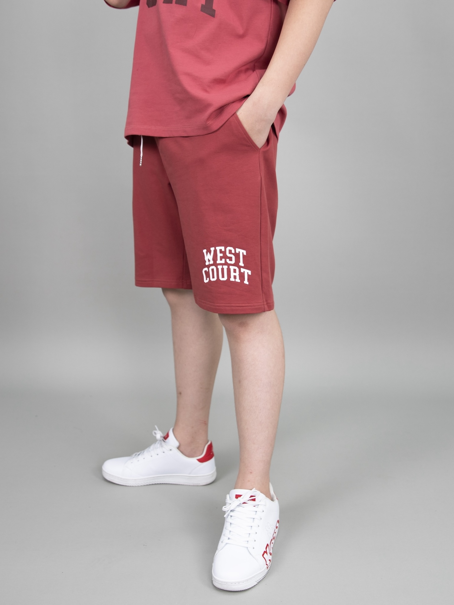 Quần short da cá đỏ mận WEST