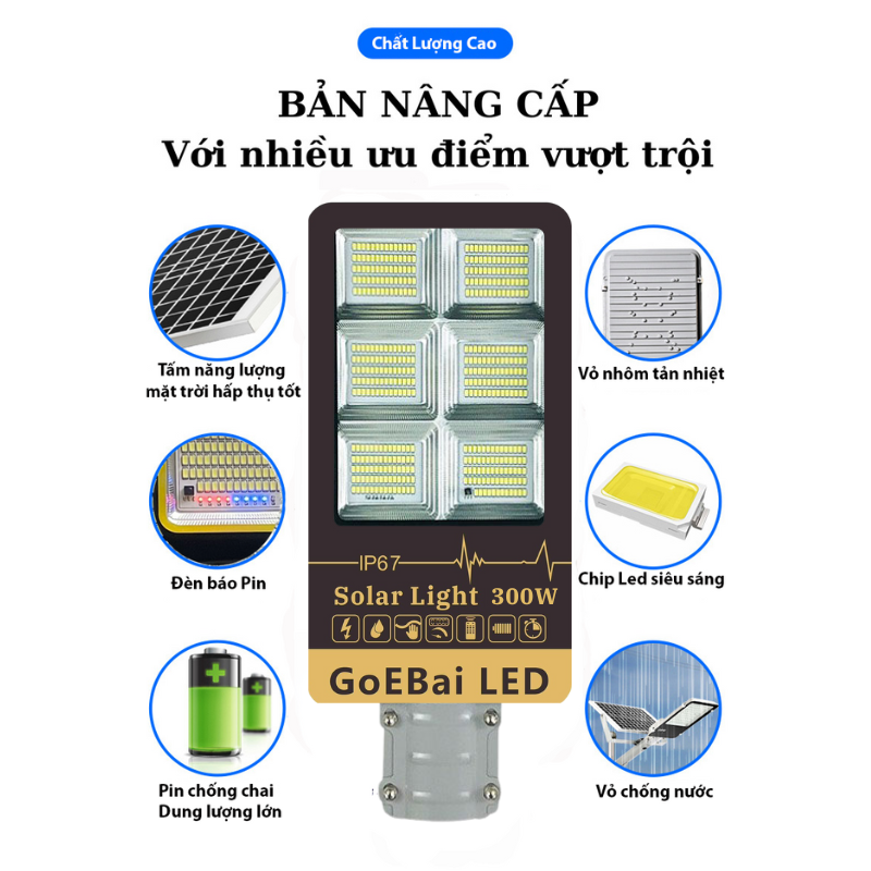 Đèn Đường Bàn Chải Năng Lượng Mặt Trời 300W - Goebai LED_thumbnail_2