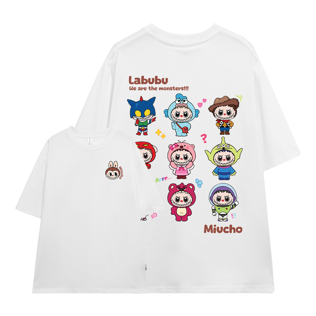 Áo thun labubu form rộng hottrend ATD1270 Miucho vải cotton thoáng mát cổ tròn in mix_thumbnail_0