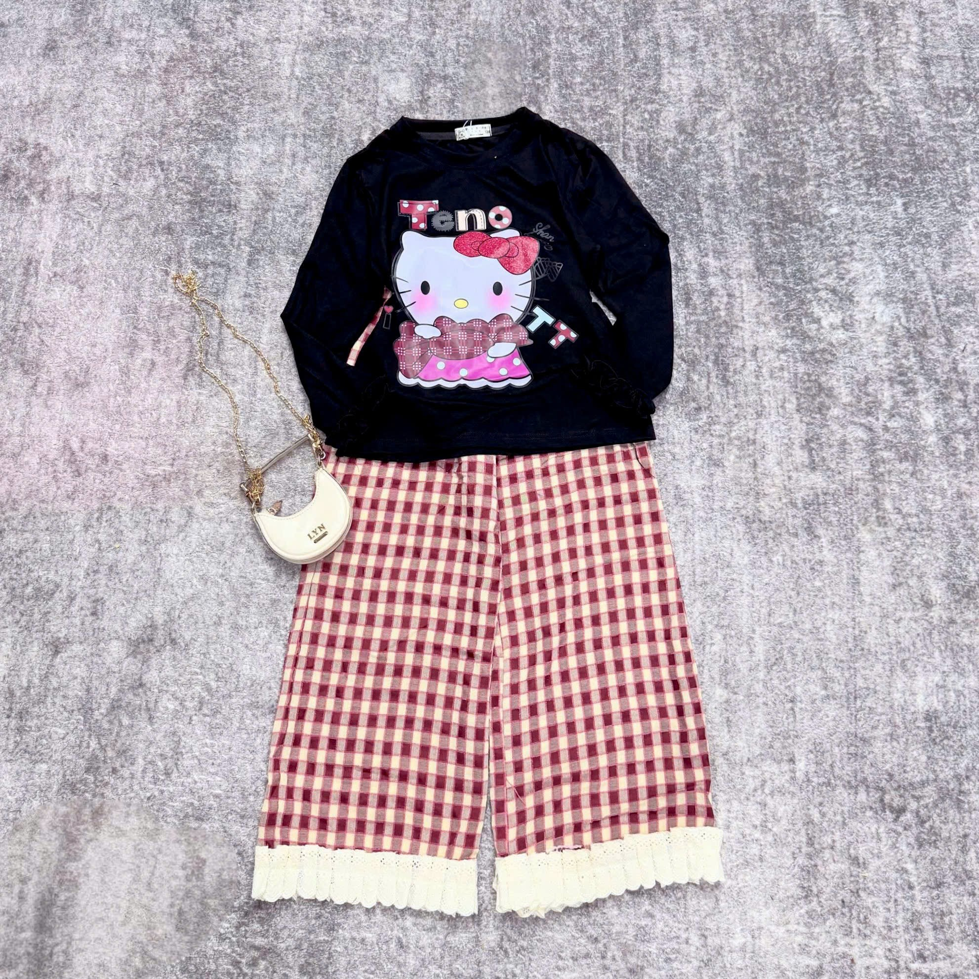[J11] Set áo phông nơ mèo quần đũi_thumbnail_1