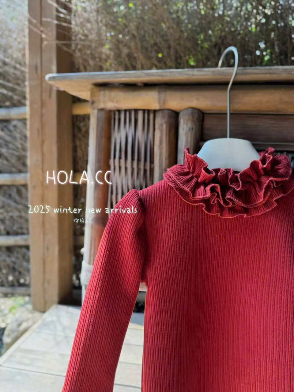 (G256) Áo nỉ lót bông cổ bèo màu đỏ