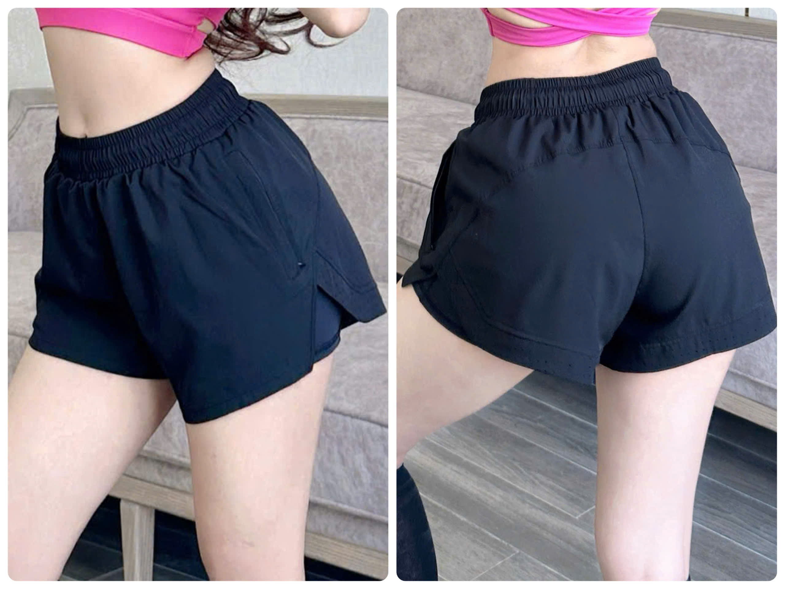 Quần Đùi Thể Thao Boxer 2 Lớp Xẻ Tà Laze Dáng Rộng