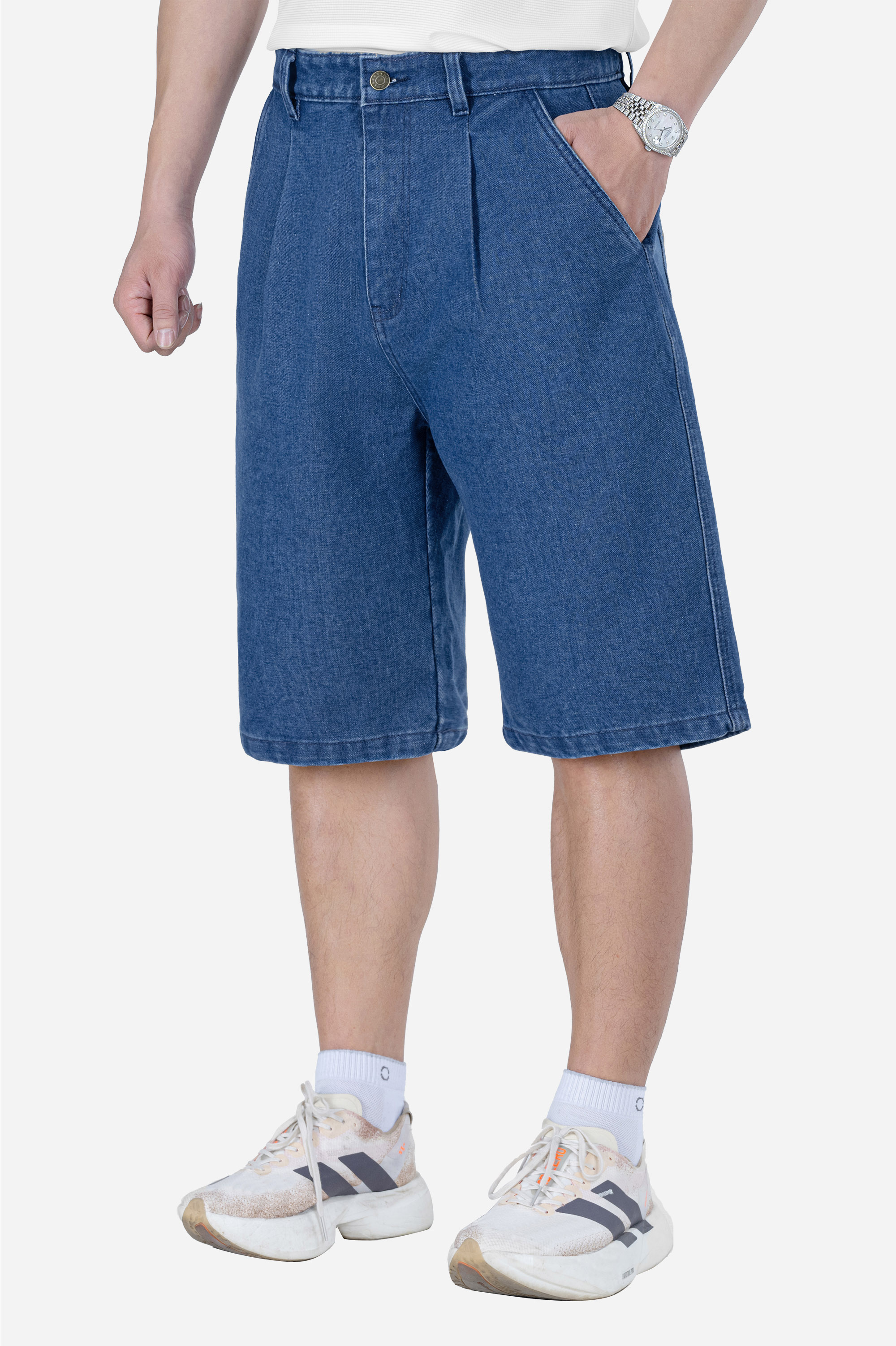 Quần Soọc Jeans 1 Li Nam Trung Niên ANCHI Chất Liệu Cafe Dáng Suông Túi Chéo Màu Xanh Nhạt_thumbnail_3