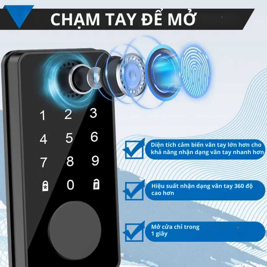 Khóa Cửa Thông Minh Kachi MK44 – Mở Khóa App Tuya + Vân tay + Chìa khóa + Thẻ từ + Mã số_thumbnail_5