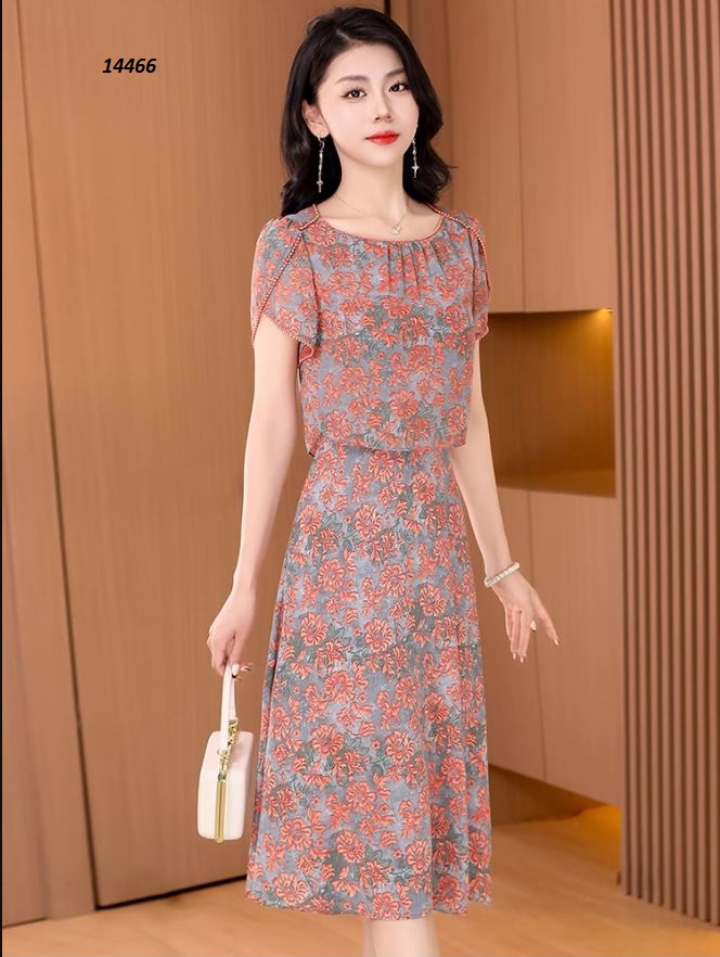 14466-Đầm voan xòe kiểu áo giả rời, tay búp sen (vải chifon, lót lụa)-kéo sau lưng_thumbnail_3