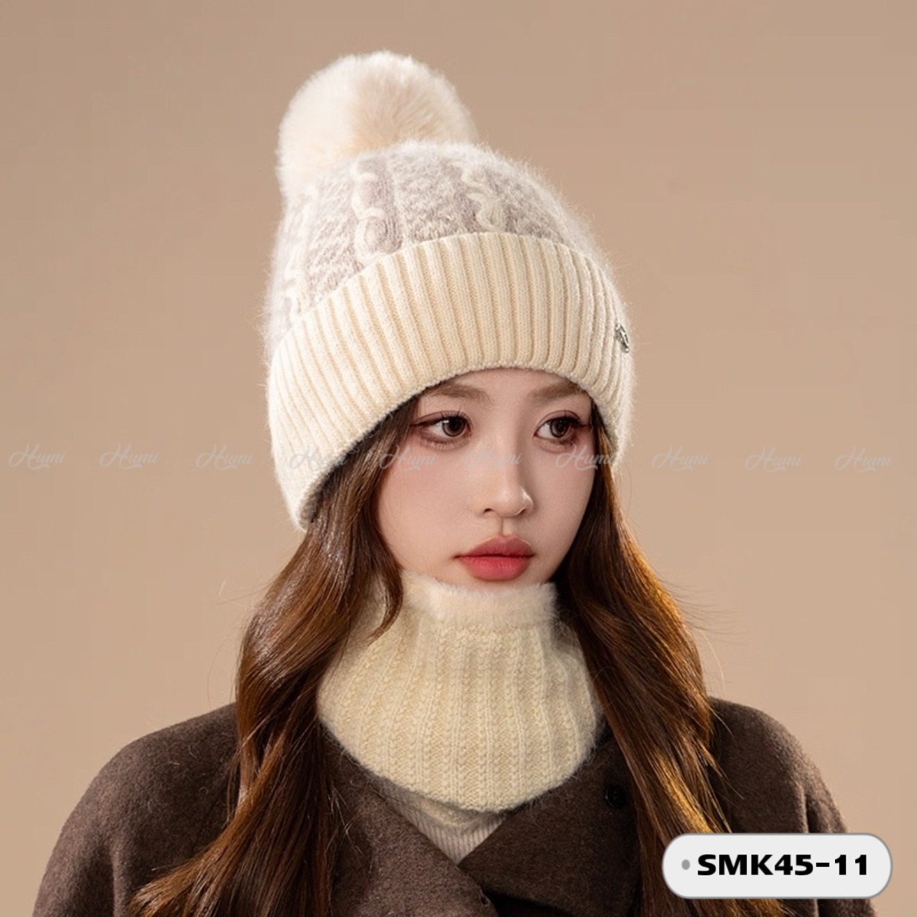 COMBO MŨ KHĂN LEN (SMK45-11 Kem)