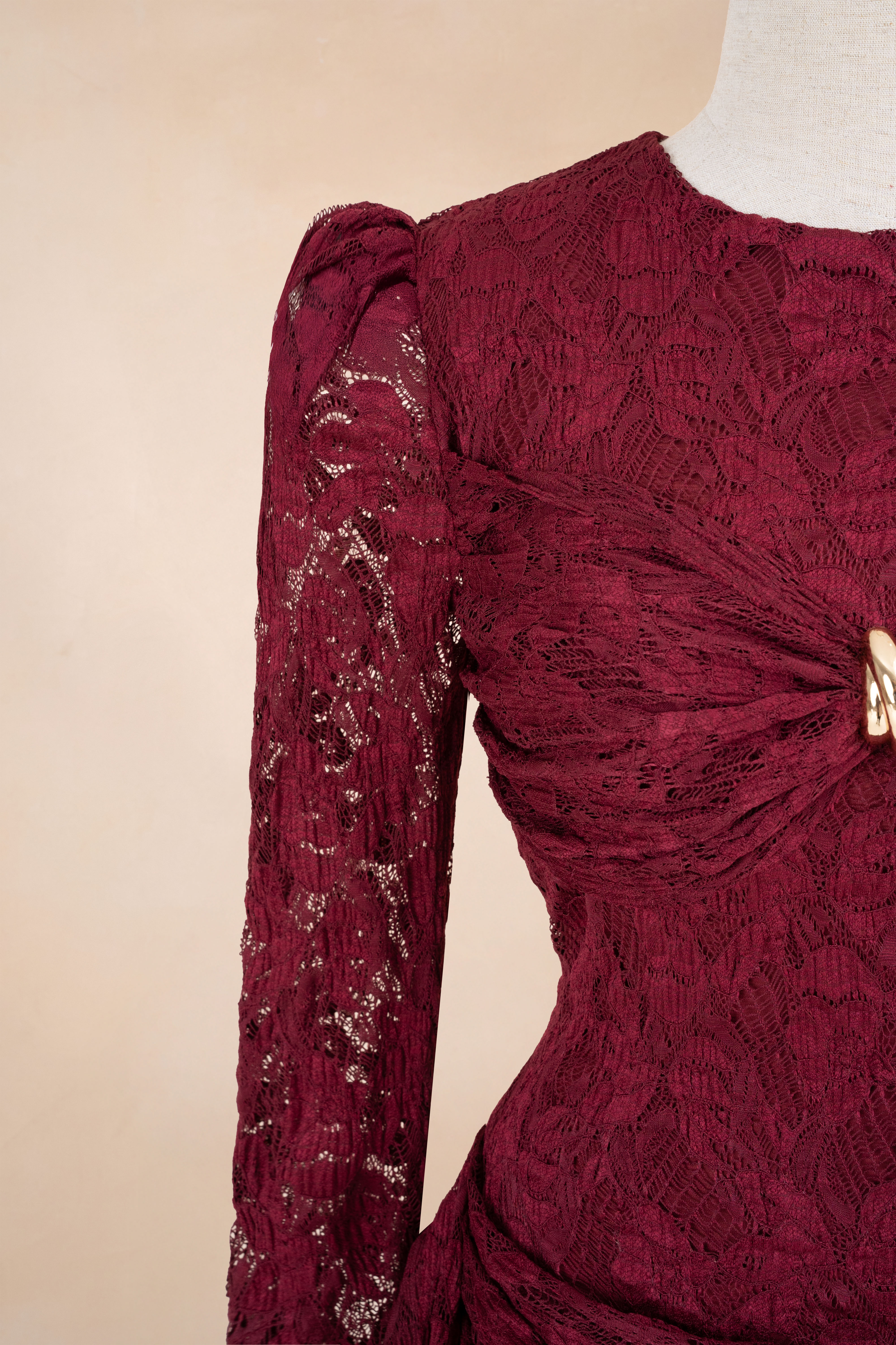 Đầm Cổ Tròn Nhúm Tay Loe New_thumbnail_2