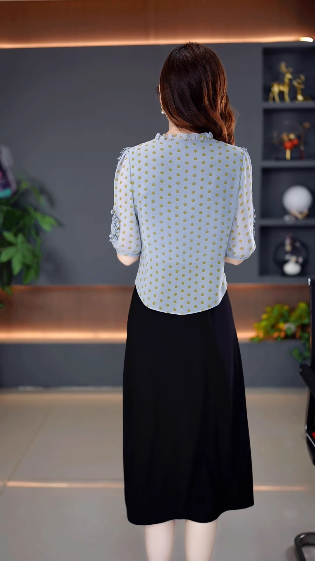 17402-Đầm voan bi xanh giả rời phối chân  váy suông đen ( voan, lót)_thumbnail_2