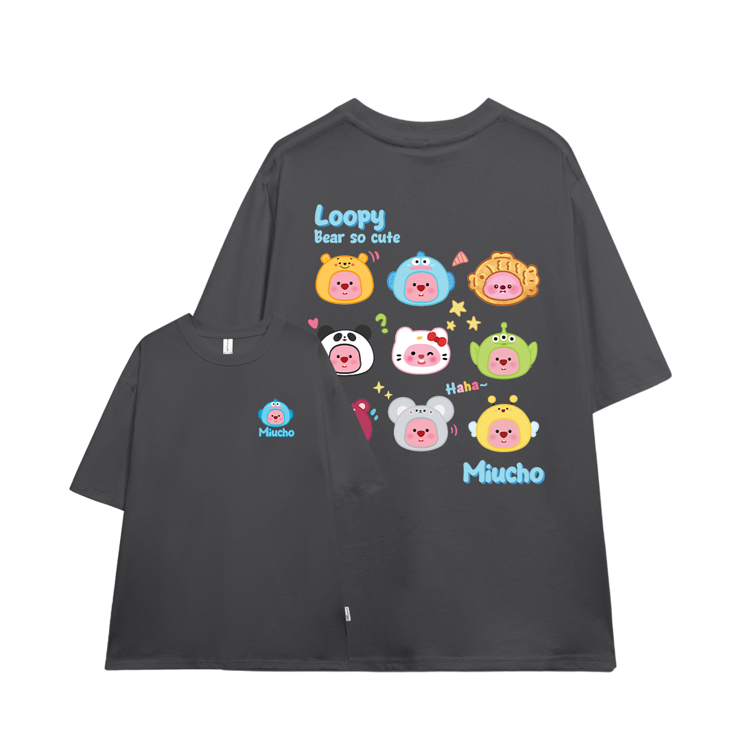 Áo thun Loopy Hải Ly form rộng ATD652 Miucho cotton cổ tròn in artwork_thumbnail_16