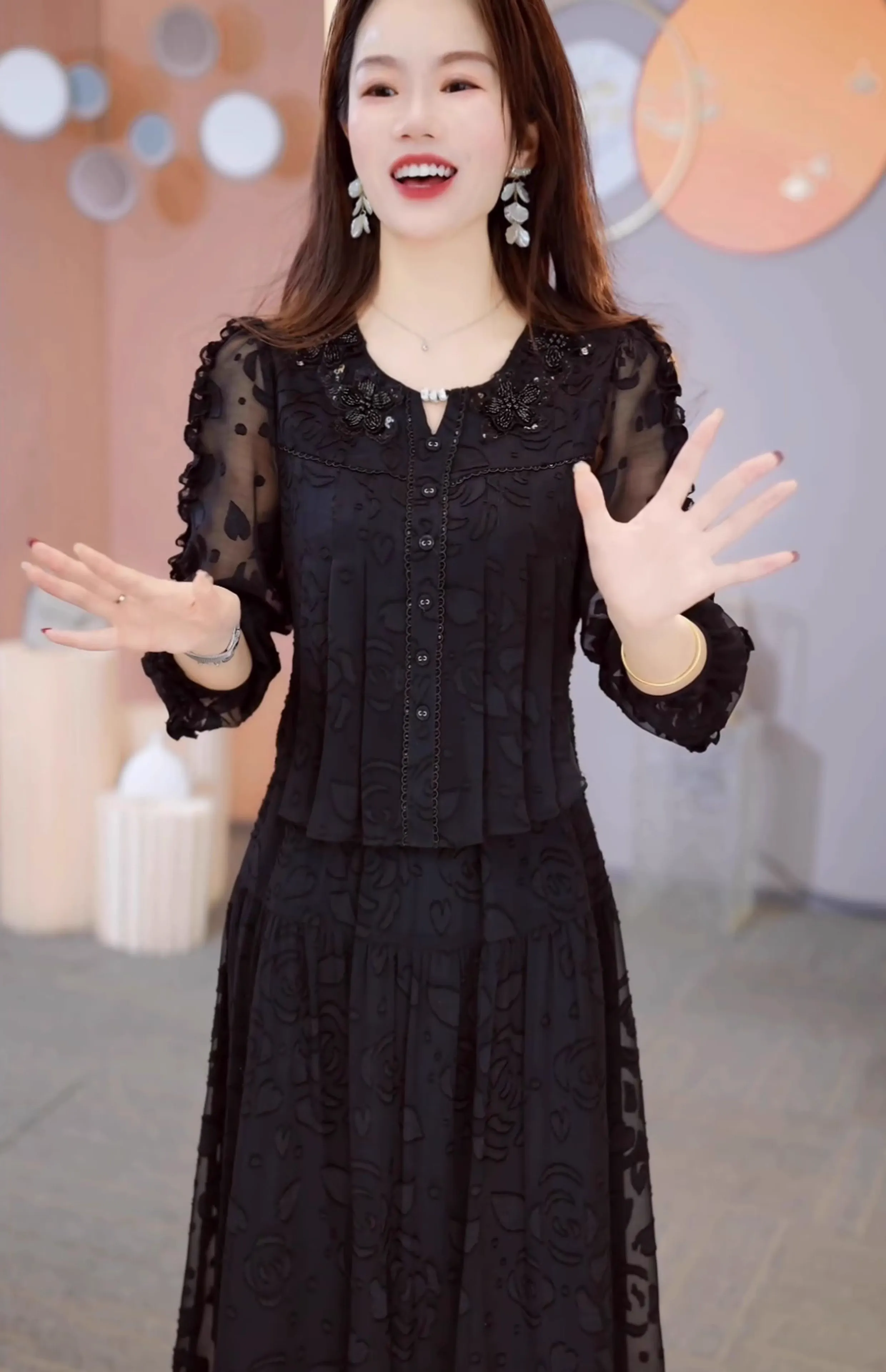 16549-Đàm voan đen tay lở giả rời  họa tiết  hoa 3D (voan, lót)_thumbnail_2