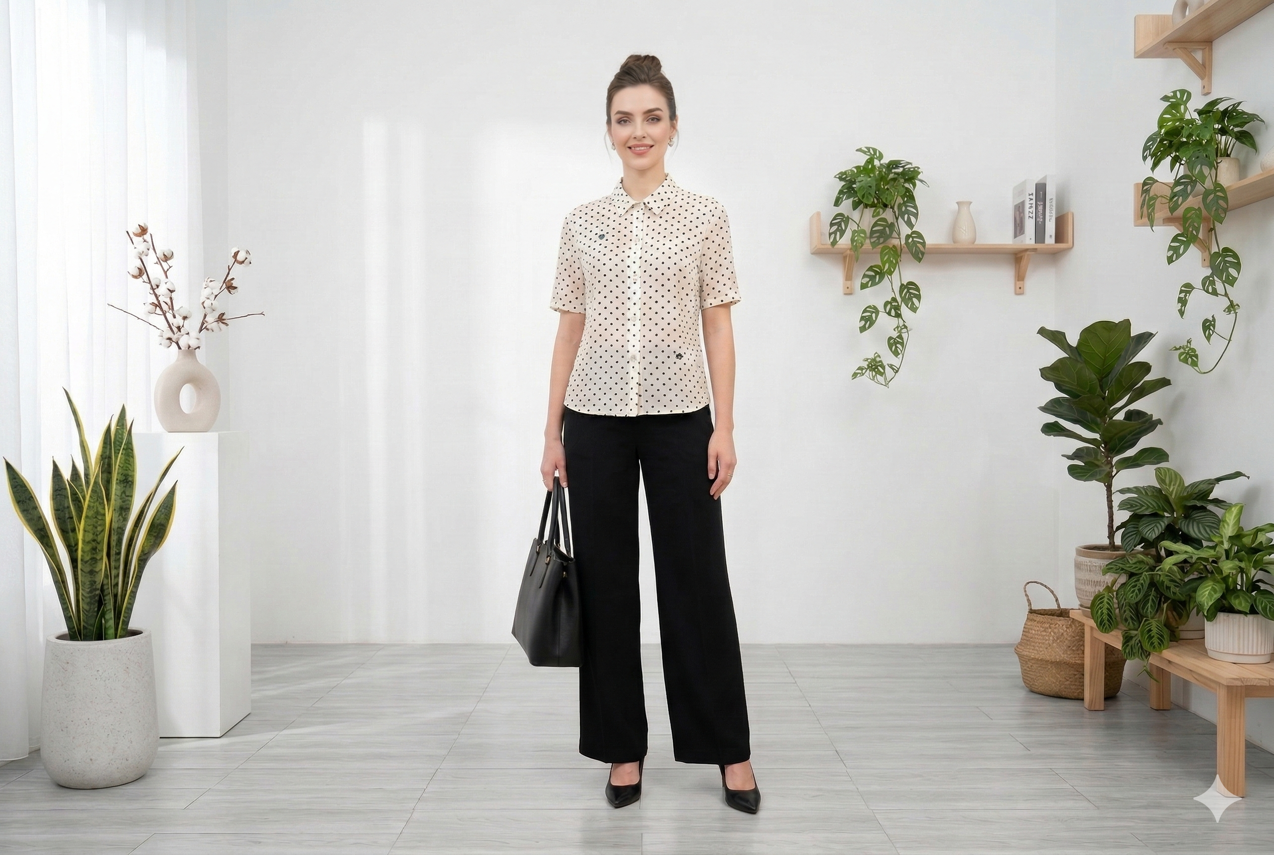 Quần vải tuytxi đen cạp cao dáng suông thẳng thiết kế MAZANO_thumbnail_5