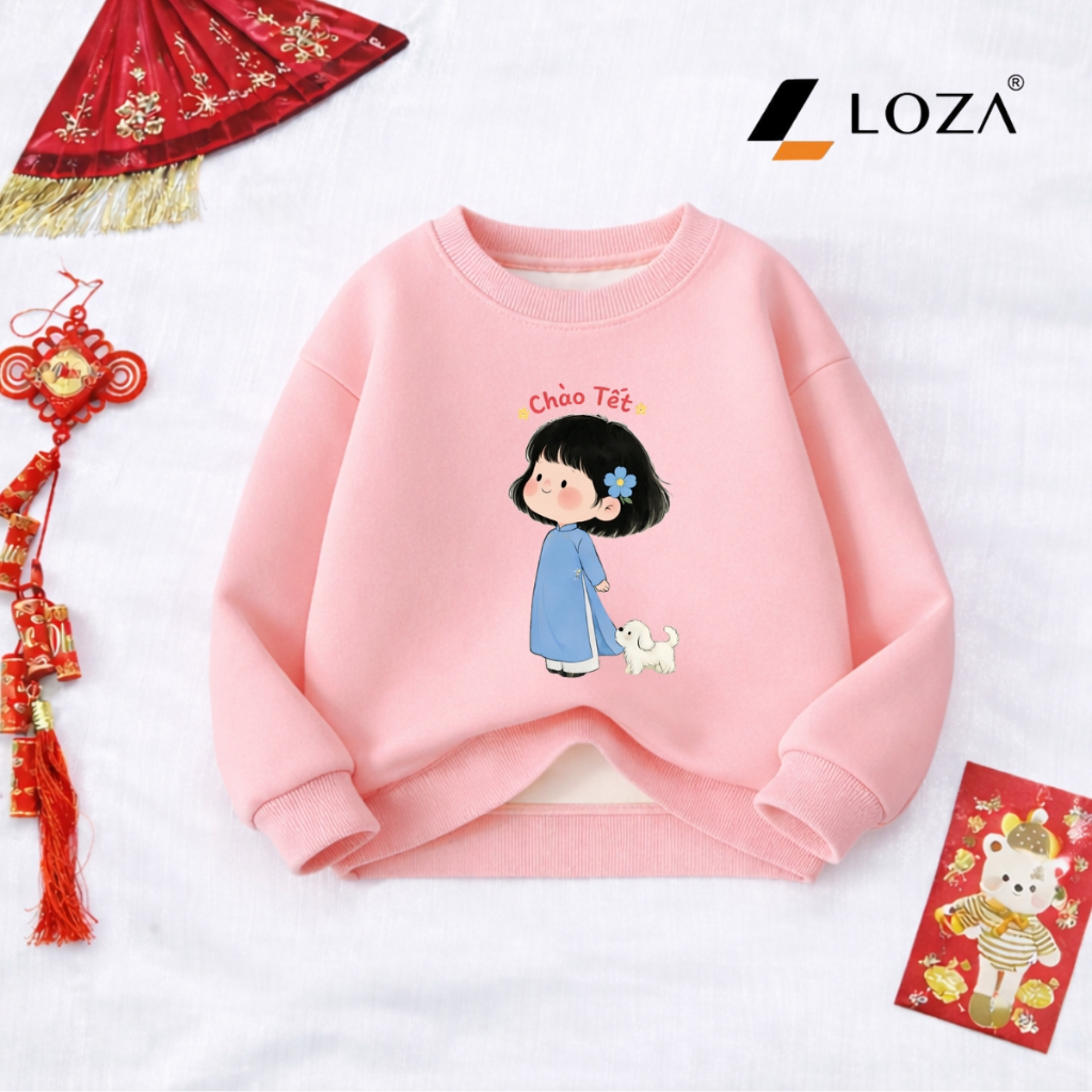 [BST Tết 2026] Áo nỉ sweater bé gái hình cô gái Chúc Tết - Loza Kids IN030_thumbnail_14