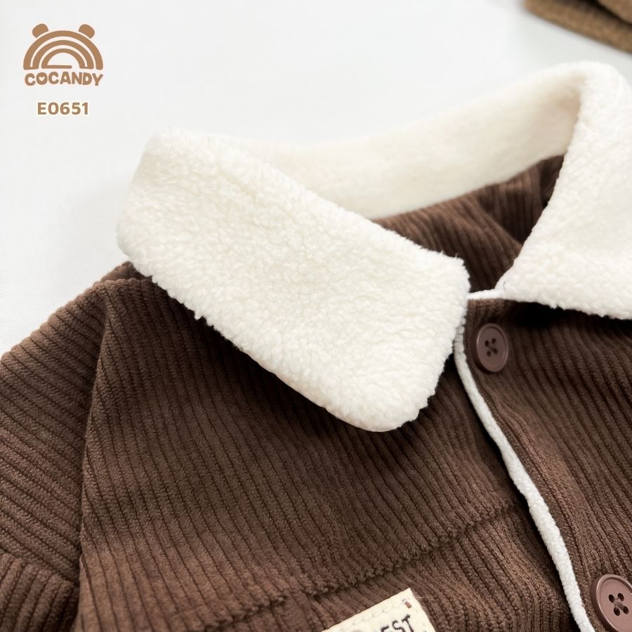 Áo khoác dài nhung NÂU phối cổ lông_thumbnail_5