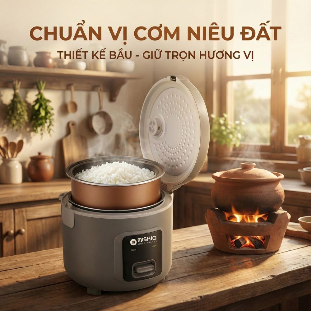 Nồi Cơm Niêu Bằng Điện Mishio Dung Tích 1.8 Lít, Lòng Nồi Siêu Dày, Nấu Cơm Siêu Ngon, Giá Siêu Rẻ_thumbnail_1