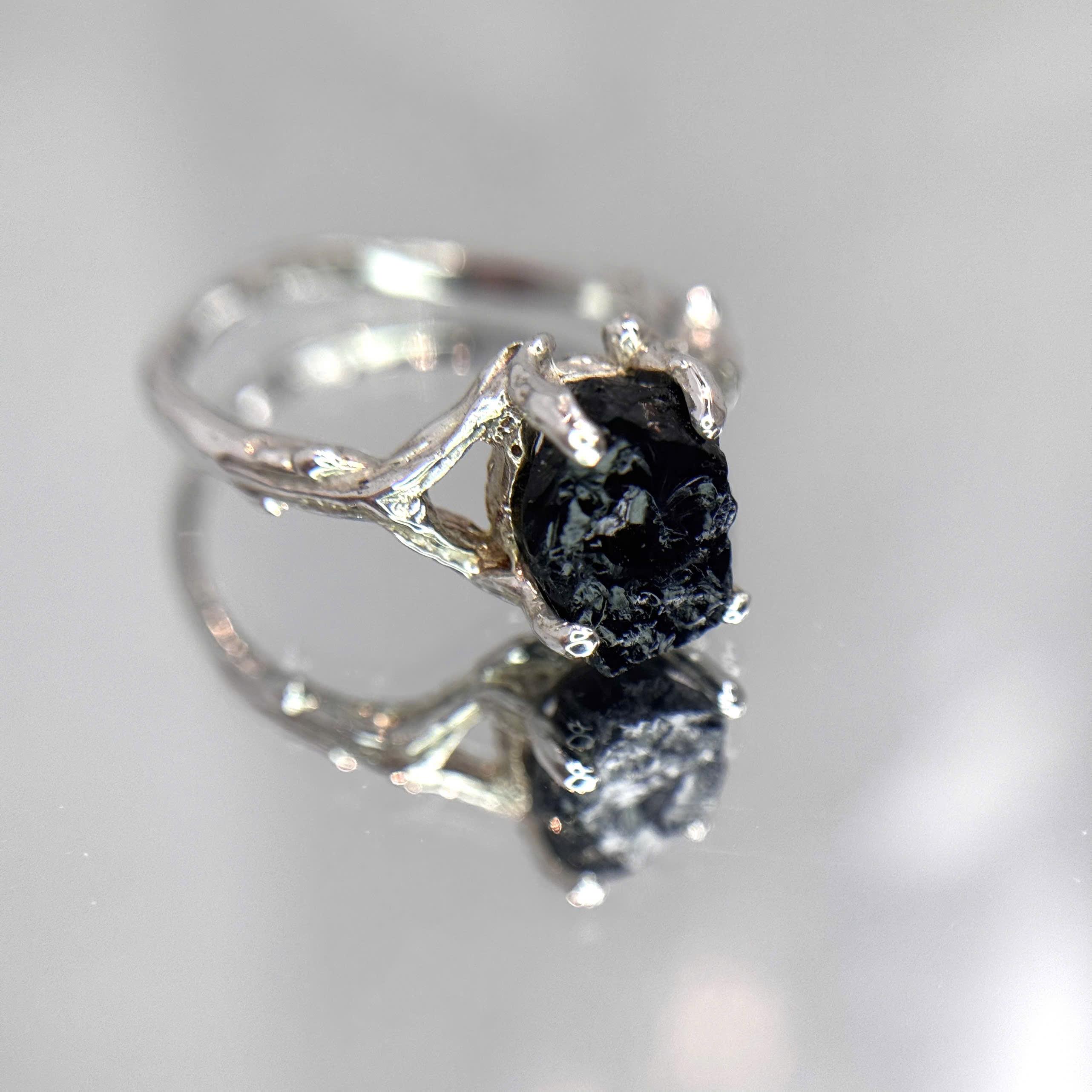 Nhẫn đá Tourmaline đen bạc 925.