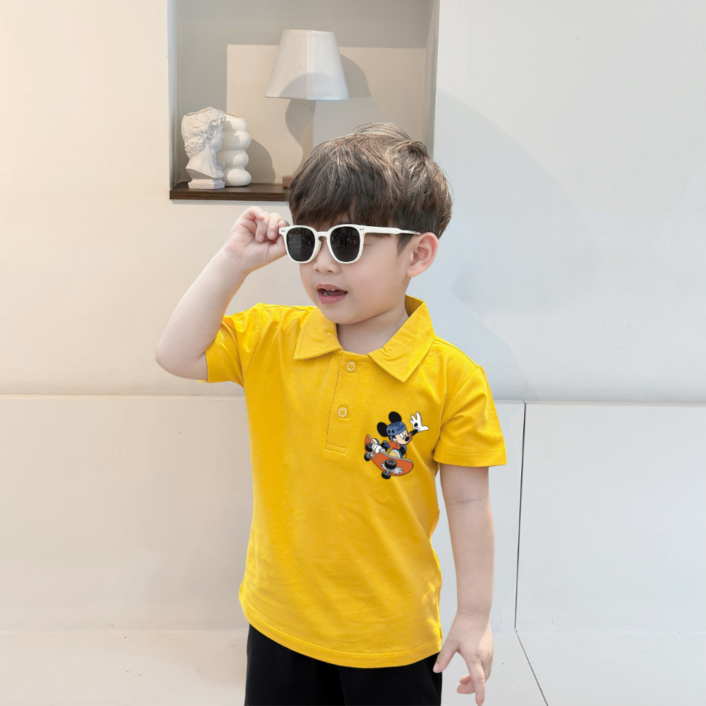 Áo polo bé trai nhiều màu hình Mickey chất thun cotton 4 chiều - Áo phông trẻ em cổ bẻ LOZA G0424_thumbnail_7
