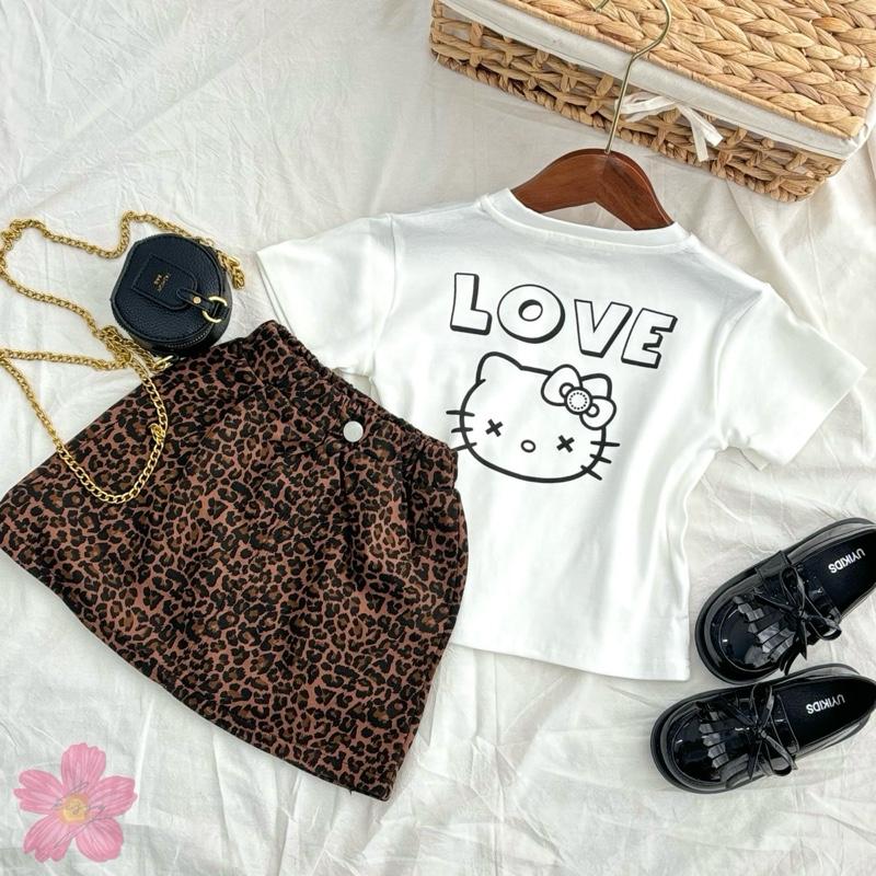 (S13) Set Thun Kèm Chân Váy Chữ da beo siêu Đáng Yêu Mẫu Mới QCCC Hè 2025 Dành Cho Bé Gái Nhí sét  váy  cho  bé  gái_thumbnail_3