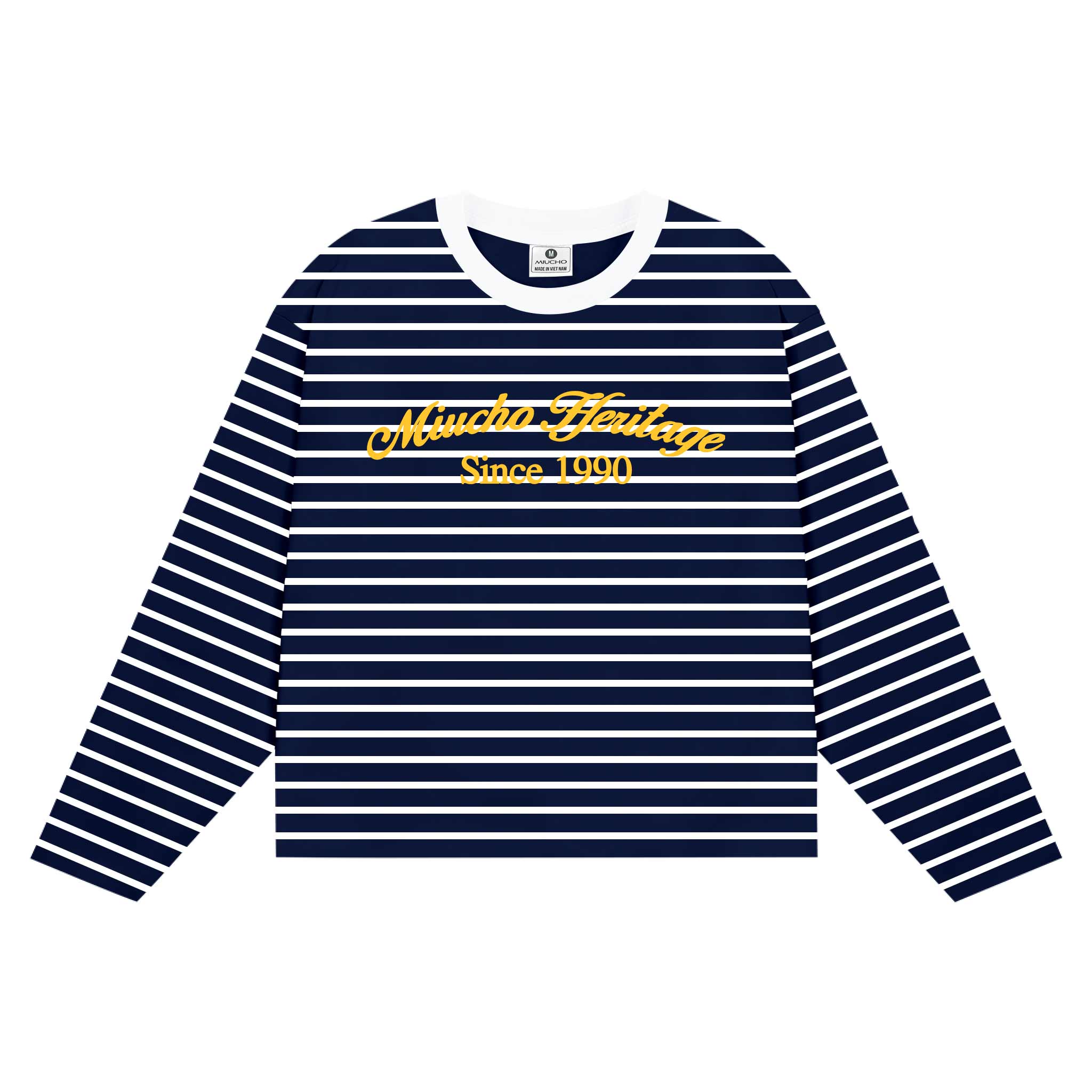 Áo thun boxy tay dài kẻ sọc Miucho bo rip cao cấp thoáng mát cổ tròn since 1990 in typography 2699_thumbnail_5