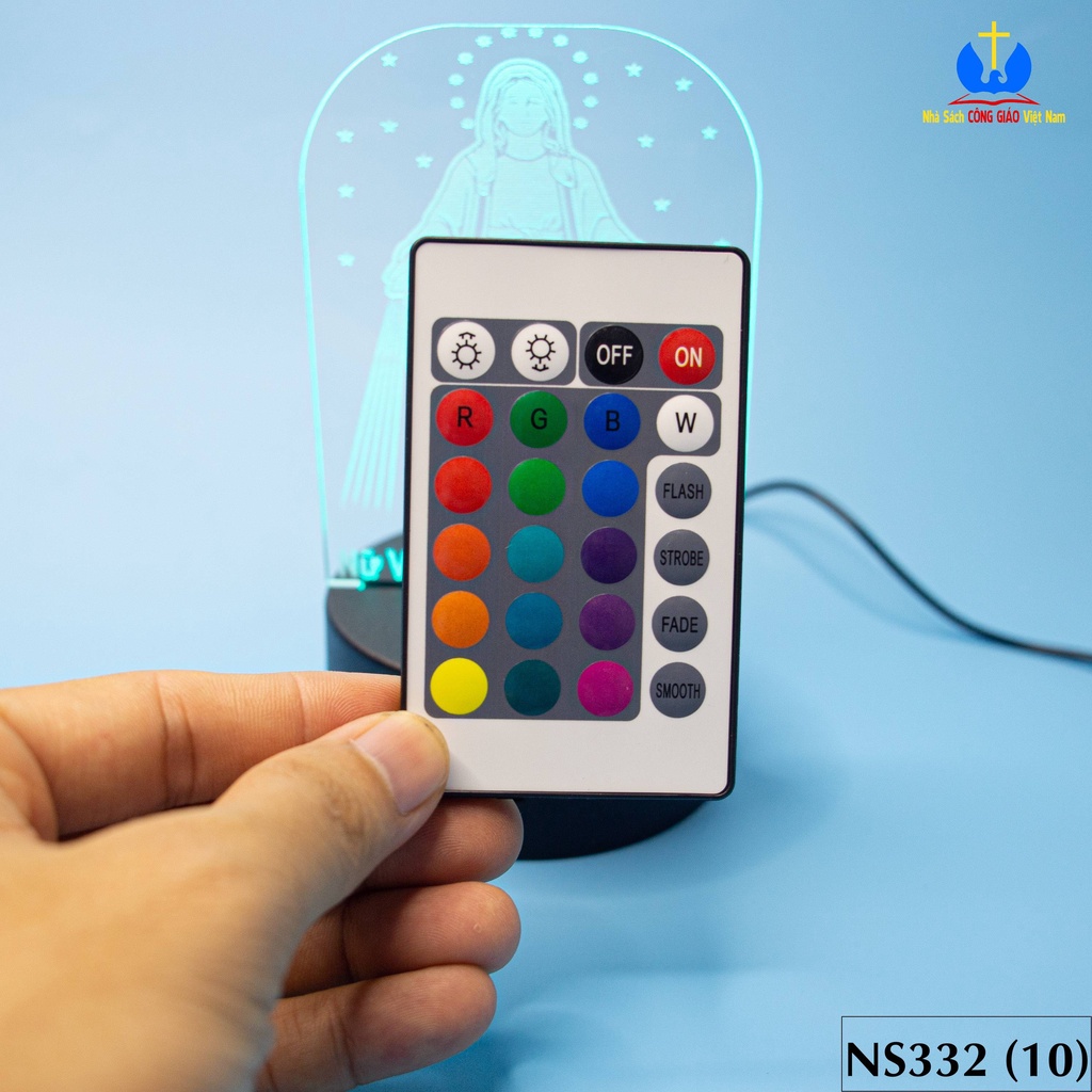 Đèn Led 3D nhiều màu để bàn mẫu Đức Mẹ Ban Ơn Maria khắc tên theo yêu cầu trang trí phòng, xe, quà tặng Công Giáo NS332_thumbnail_8