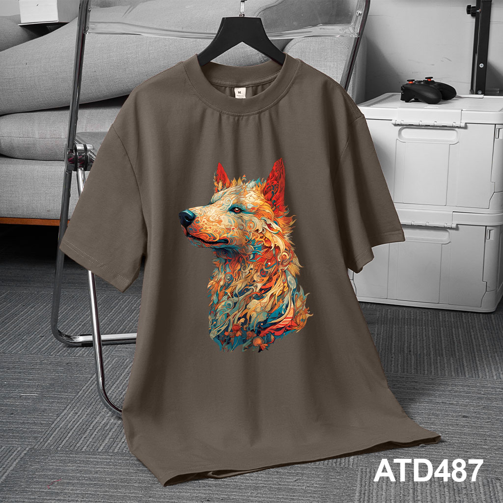 Áo thun nam form rộng 12 con giáp tuổi Tuất ATD487 Miucho Iconic cotton cổ tròn in graphic_thumbnail_6