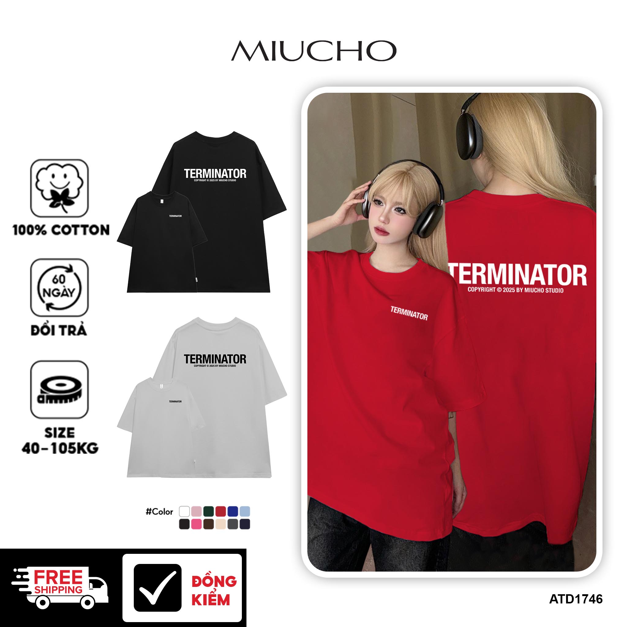 Áo thun nữ form rộng cổ tròn chất vải cotton 4c co giãn thoáng mát 1746 Miucho in basic_thumbnail_1