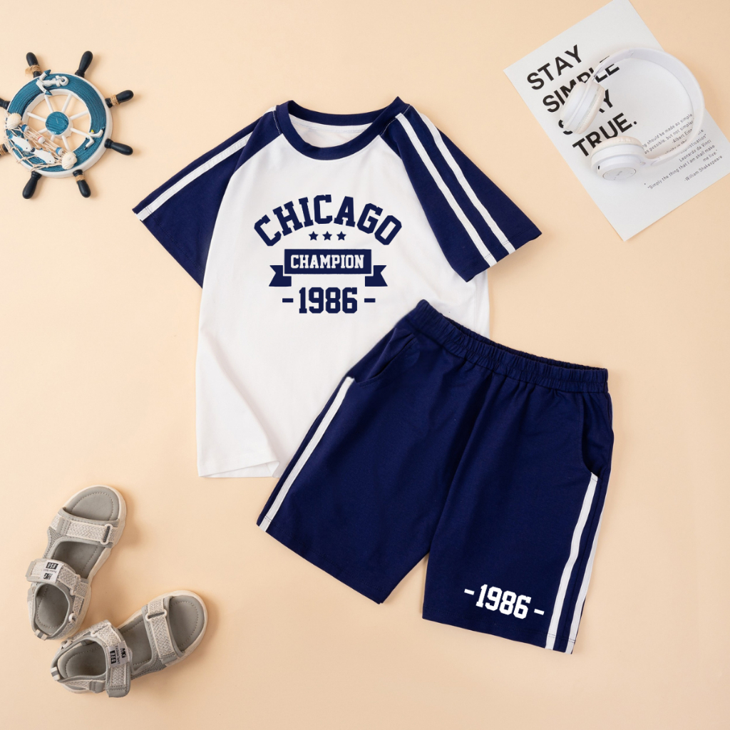 Đồ bộ bé trai, bé gái phối viền hình CHICAGO - Loza Kids BF611_thumbnail_2