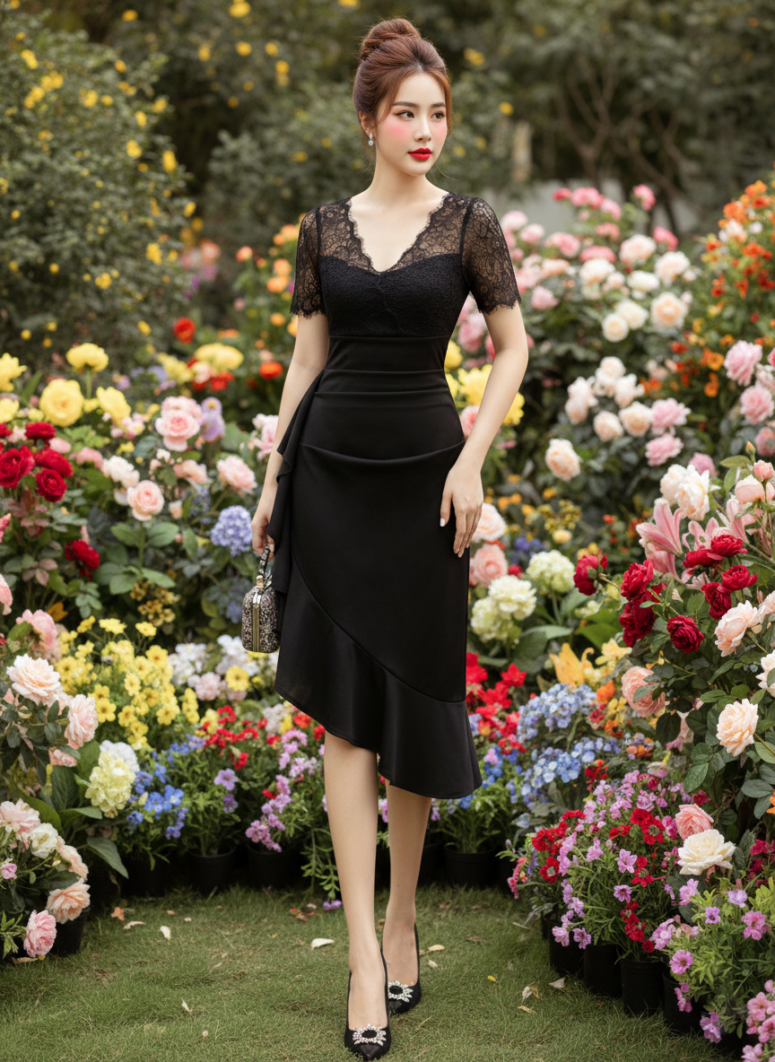 Đầm body đuôi cá phối ren_thumbnail_5