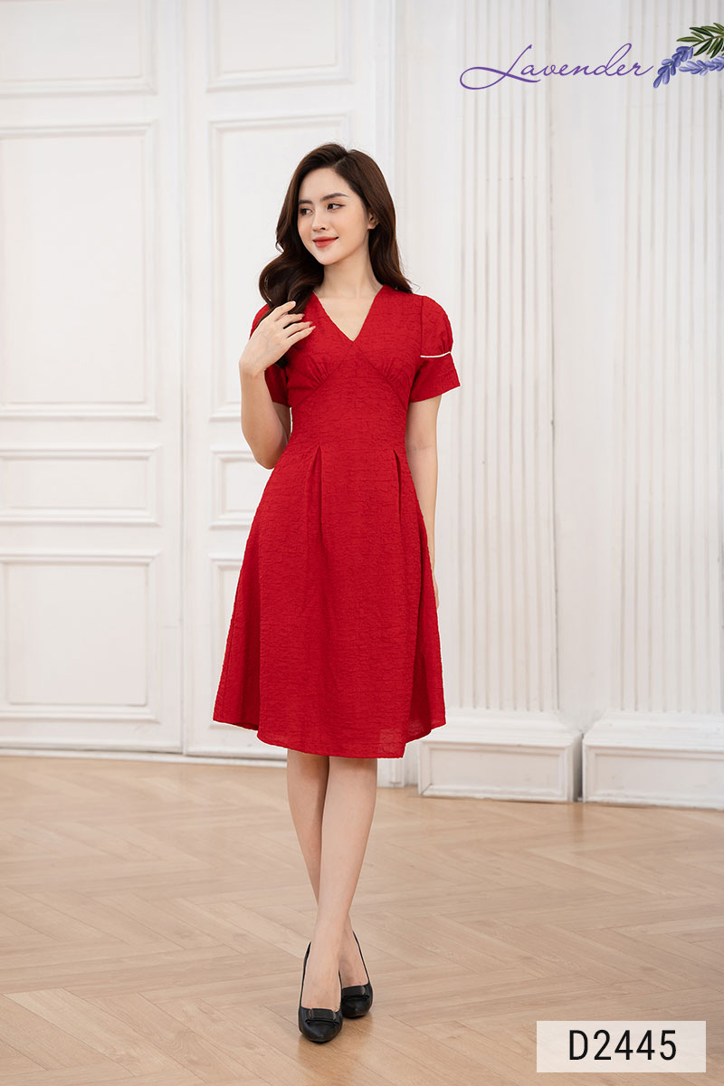 Đầm xòe cổ tim đính phụ kiện lé tay D2445_thumbnail_2