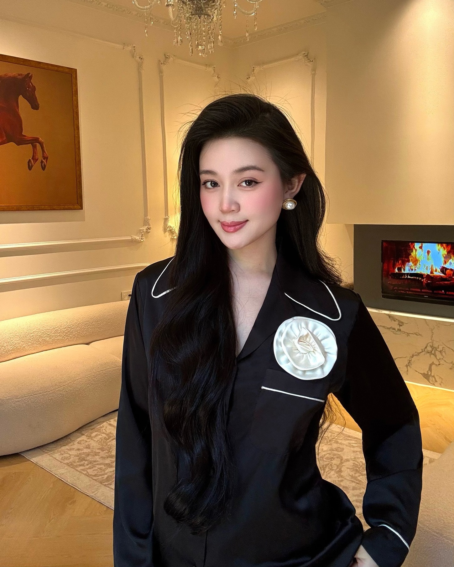 Bộ lụa áo dài tay, quần dài BN608_thumbnail_11