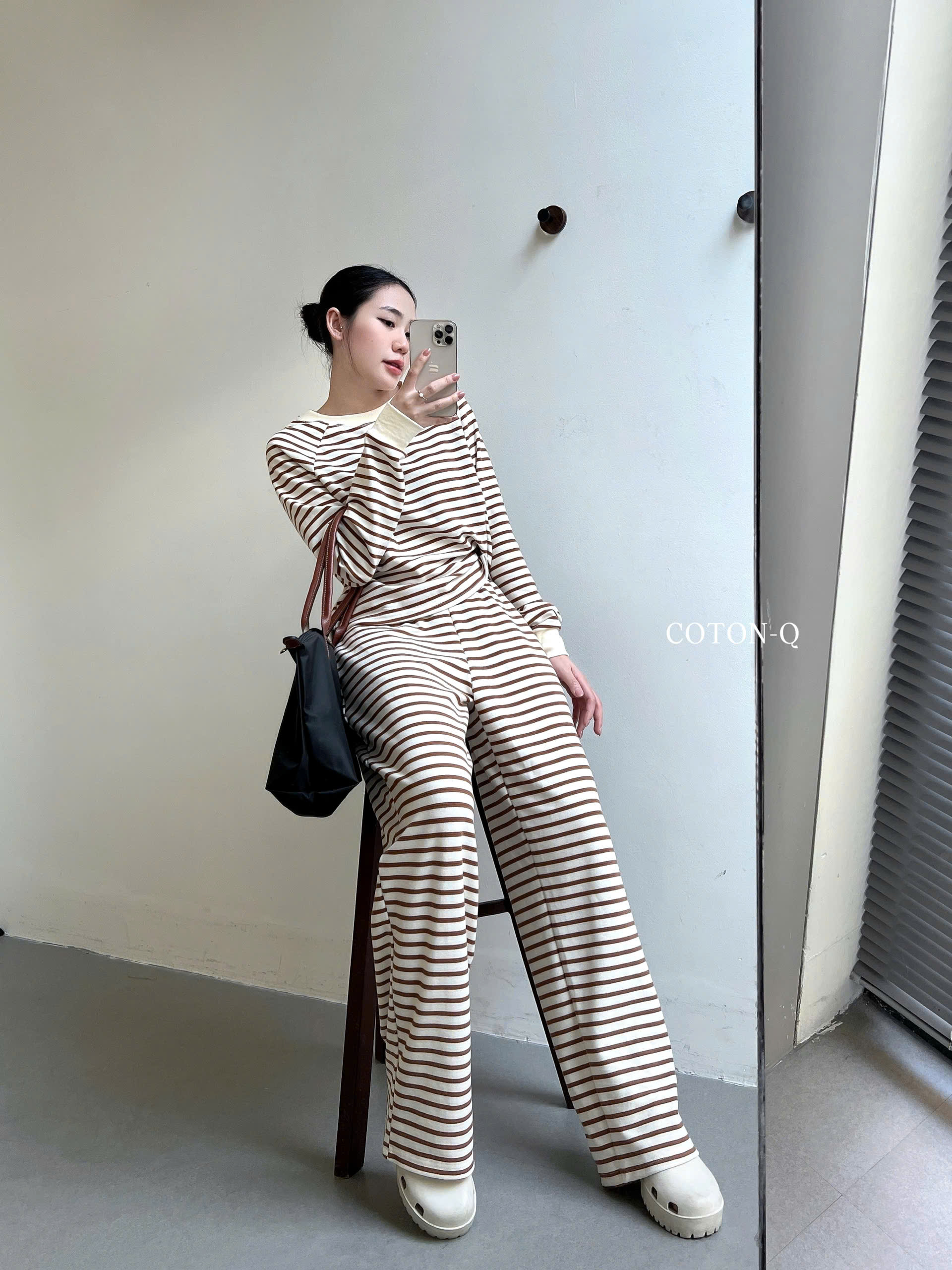 Set áo tay dài + quần phối sọc ( NÂU )_thumbnail_14