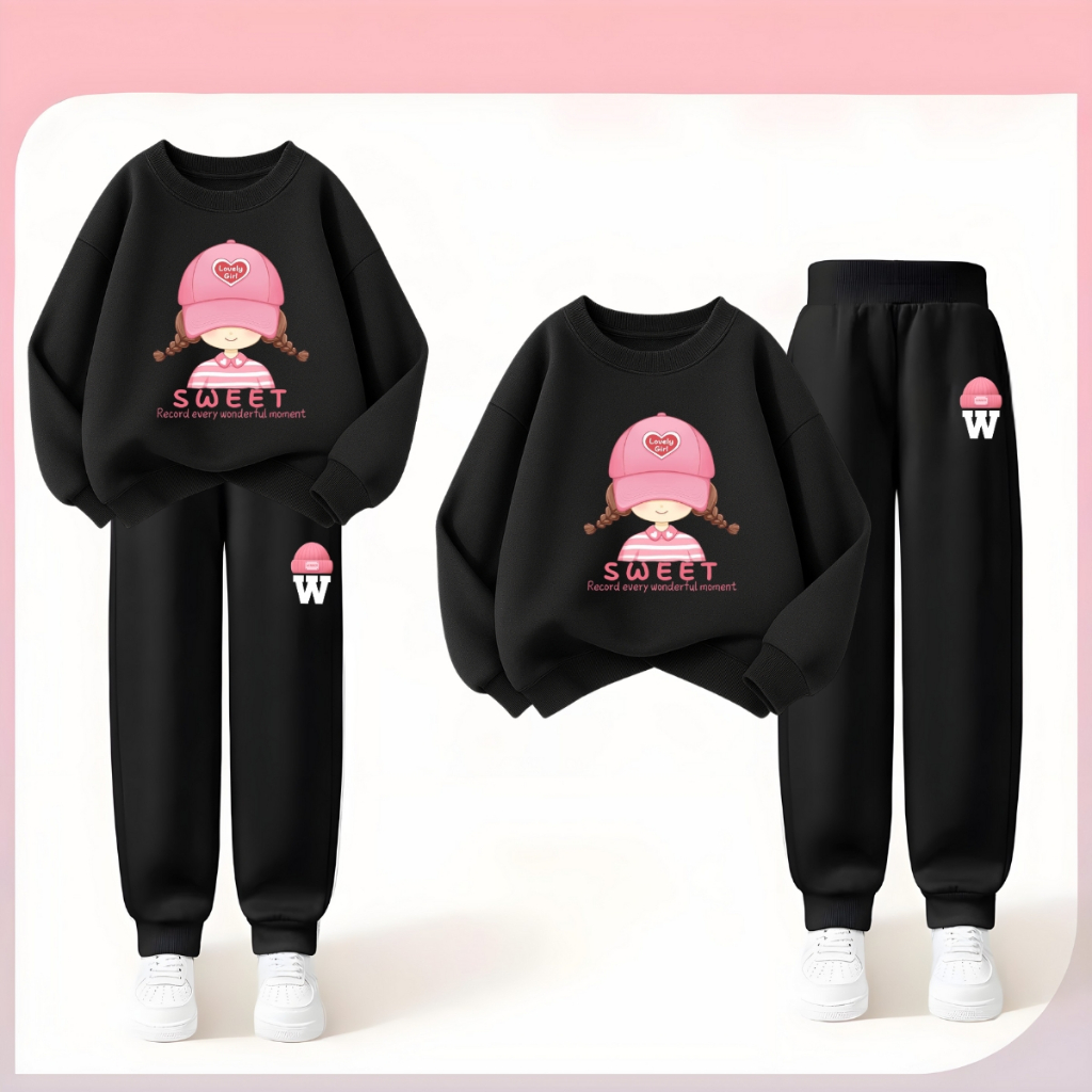 Set bộ nỉ bé gái in  hình bé gái SWEET - Loza Kids BI515_thumbnail_2