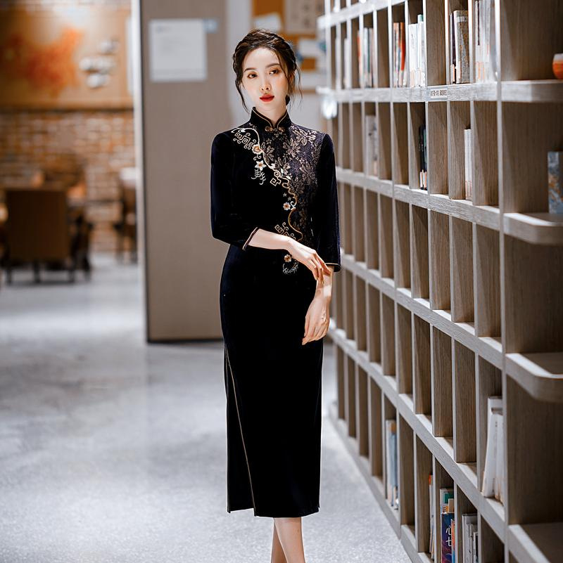[MS000030] ✨ Đầm Qipao Thêu Hoa Sang Trọng Cho Cô Dâu Mẹ Chồng_thumbnail_5