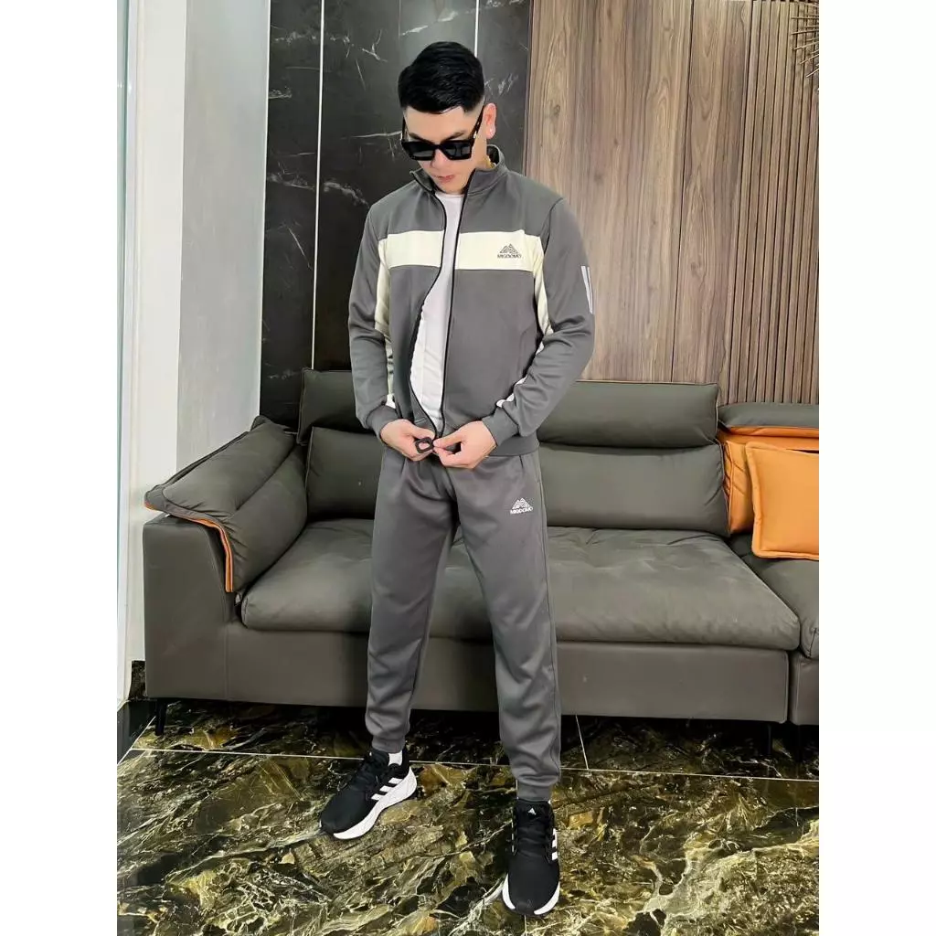 Bộ Nỉ Nam Thể Thao Chất Nỉ Ép Dày Dặn Mềm Mịn Có Khóa Kéo Mặc Ấm Thu Đông_thumbnail_2