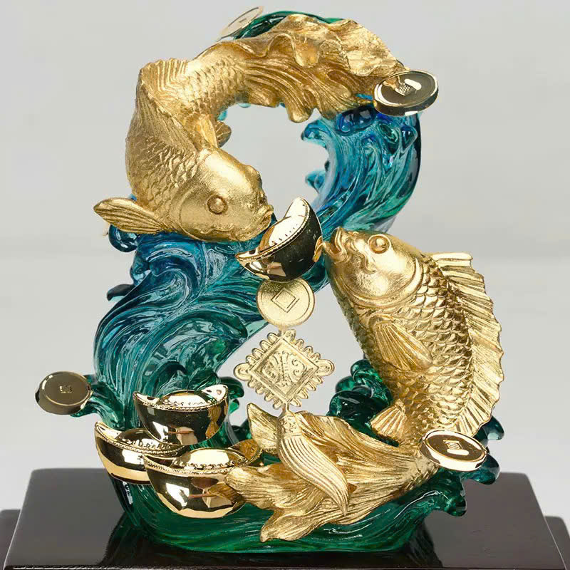 Quà tặng Đôi Cá Chép mạ vàng 24k KT 18 X15 X 12CM_thumbnail_0