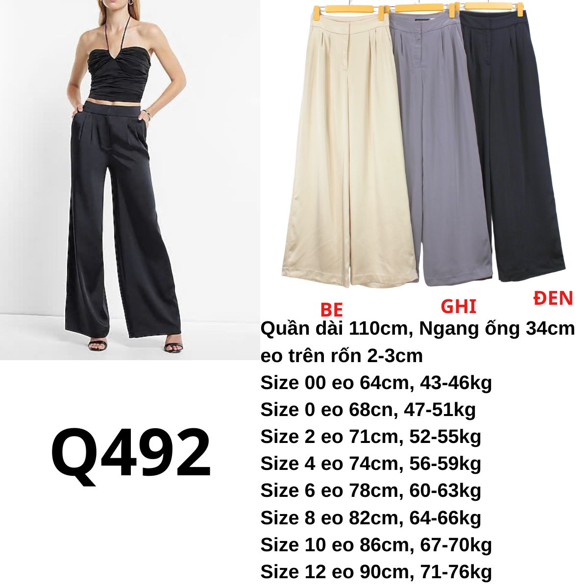 Q492 Quần lụa EX xịn