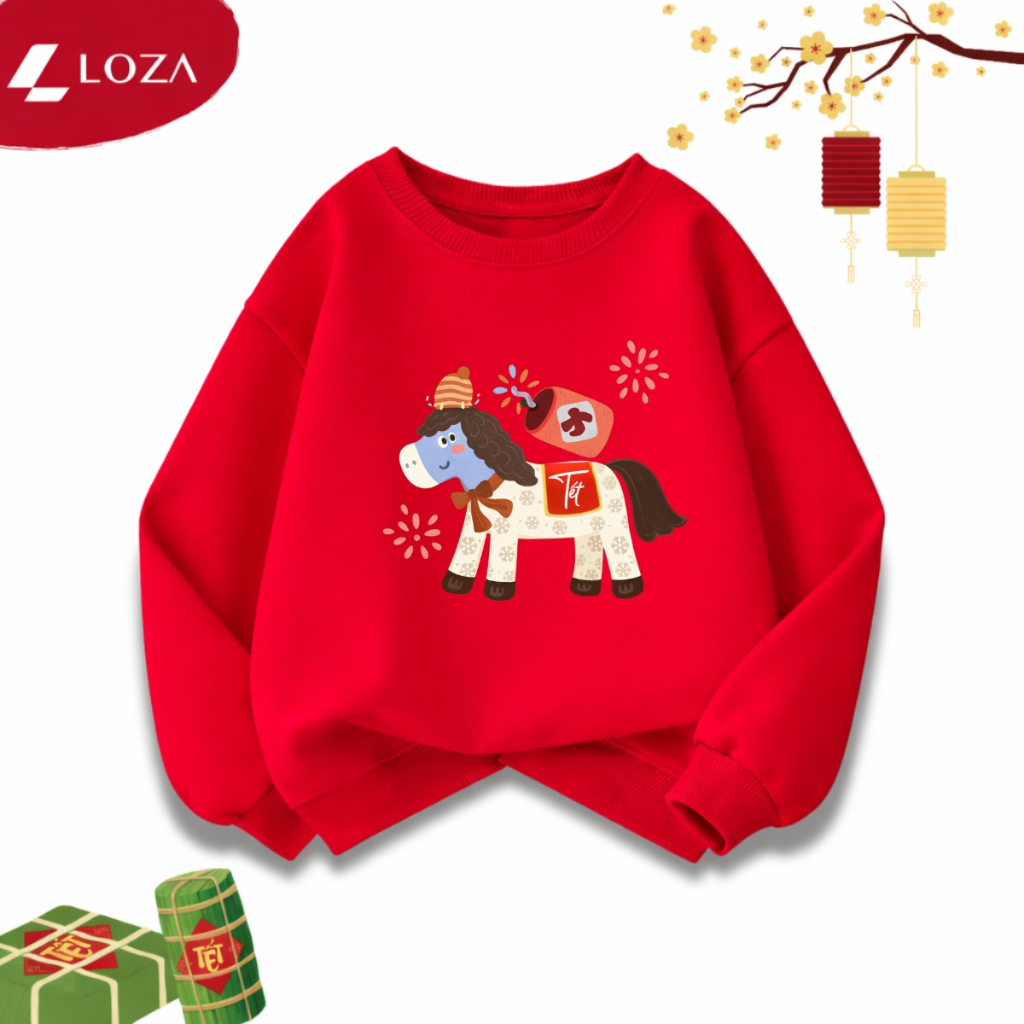 [BST Tết 2026] Áo nỉ sweater bé trai, bé gái  in hình Tết - Loza Kids IN027_thumbnail_5