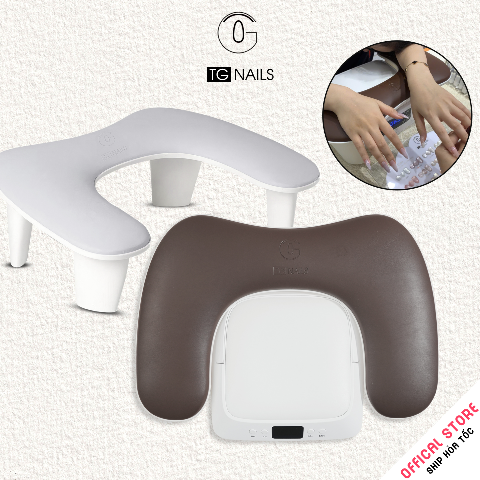 Gối kê tay làm nail TG Nails Model U1 bằng da cao cấp