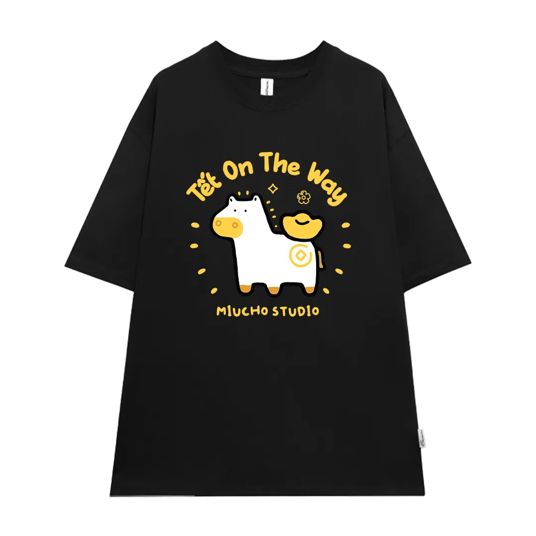 Áo thun form rộng unisex Miucho vải thoáng mát thấm hút tốt Tết On The Way 2888_thumbnail_8