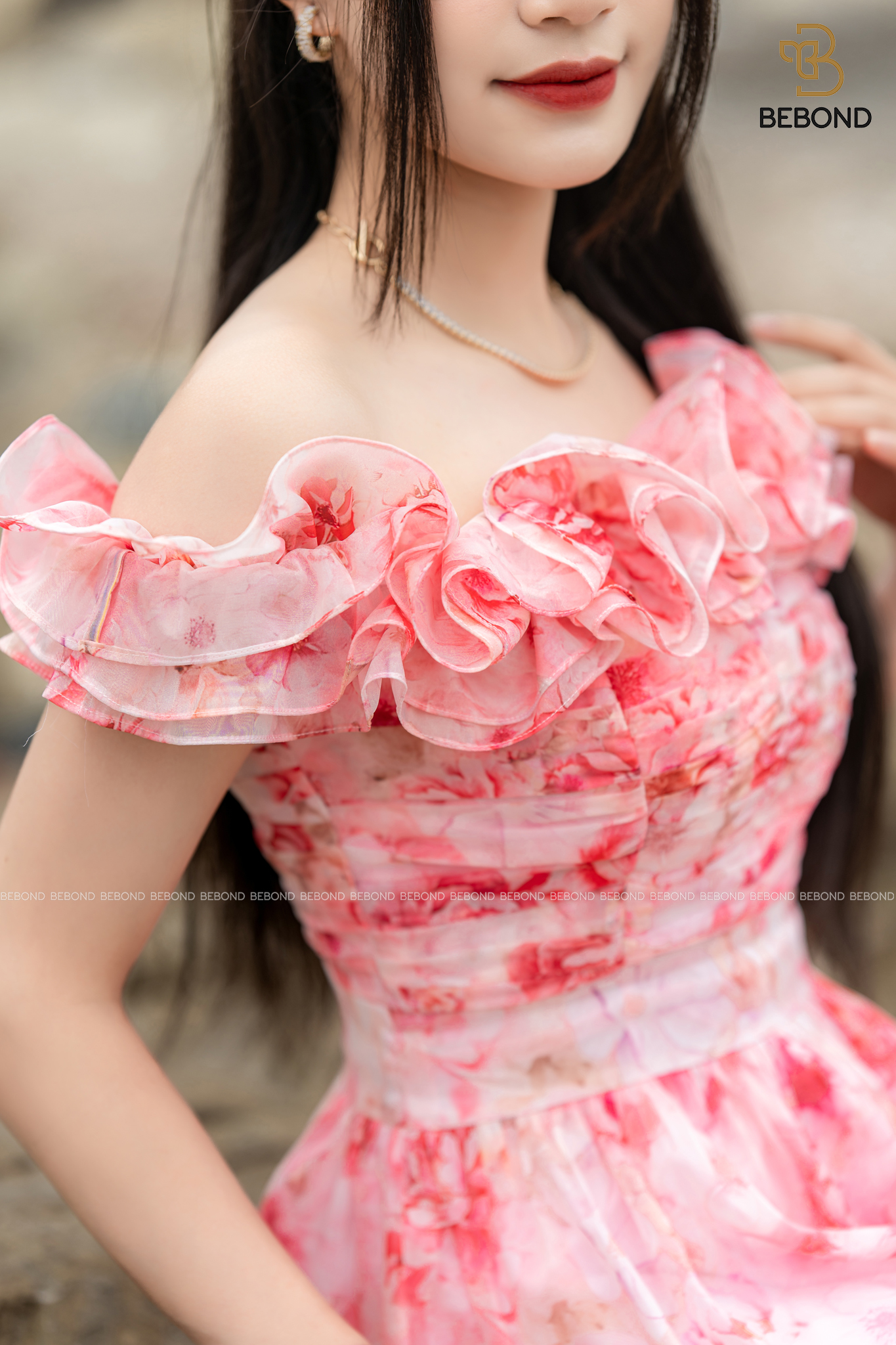 ĐẦM MAXIM HỌA TIẾT HOA PHĂNG HỒNG- BALINA DRESS_thumbnail_0