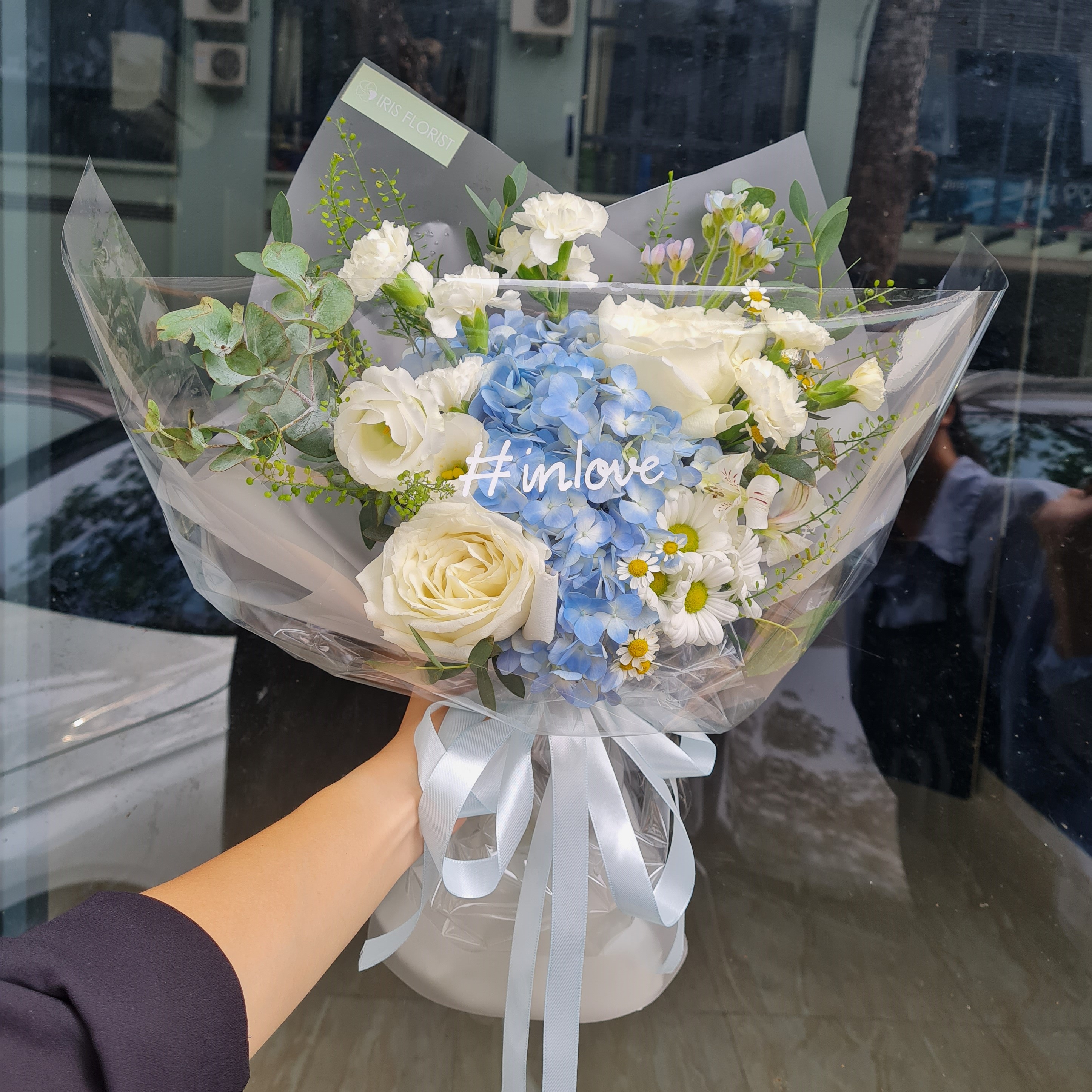 Bó hoa tin nhắn - Tone Xanh Blue