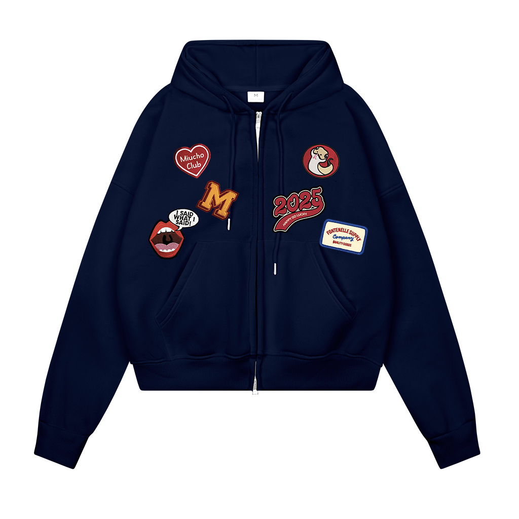 Áo hoodie zip nam form boxy 1884 Miucho Club chất vải nỉ bông dày dặn mịn in mix