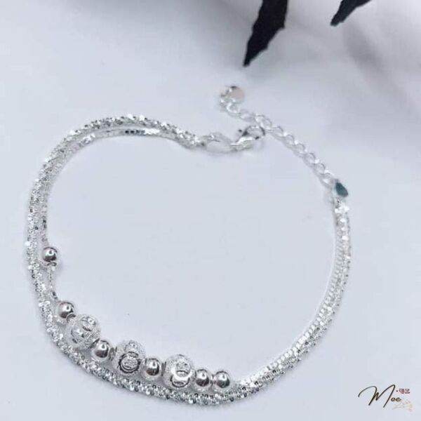 LC98 - Lắc chân bi bạc may mắn dây xù_thumbnail_1