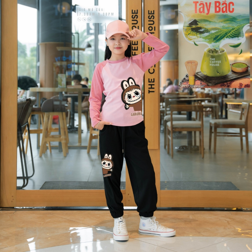 Bộ đồ bé gái Labubu thu đông giữ nhiệt - Bộ quần áo dài tay bé gái cân nặng từ 15-38kg-  Loza Kids BZ129_thumbnail_2