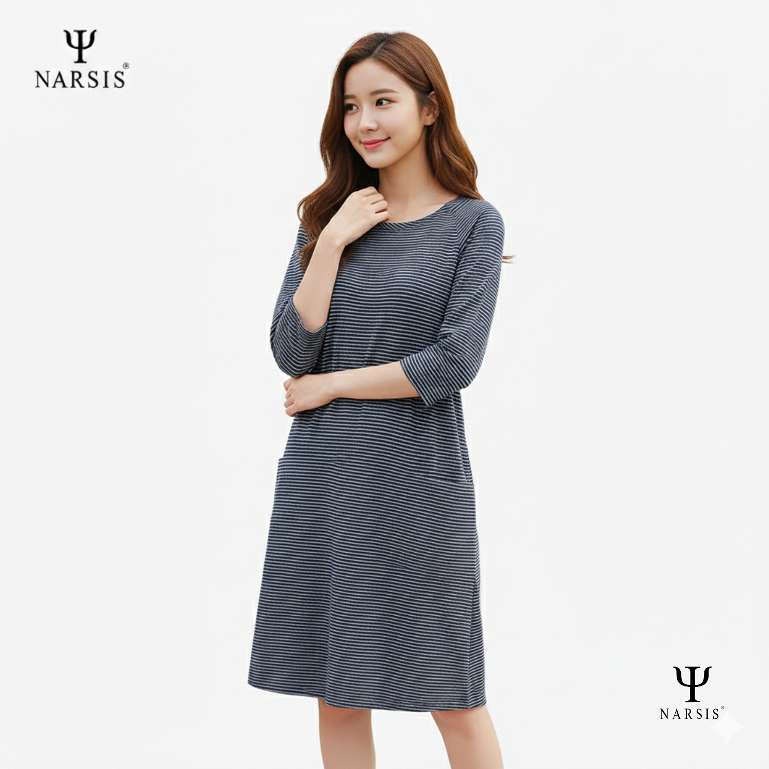 VÁY NỮ B8015 NARSIS VẢI LEN COTTON ẤM ÁP, THOÁNG MÁT, GIỮ ẤM TỐT, MỀM MẠI, GIỮ ẤM TỐT, MỀM MẠI_thumbnail_1